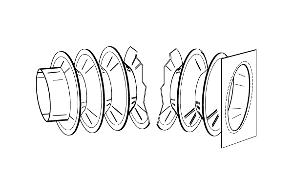 ROUND COLLAR/SQUARE-RECTANGULAR FLANGE